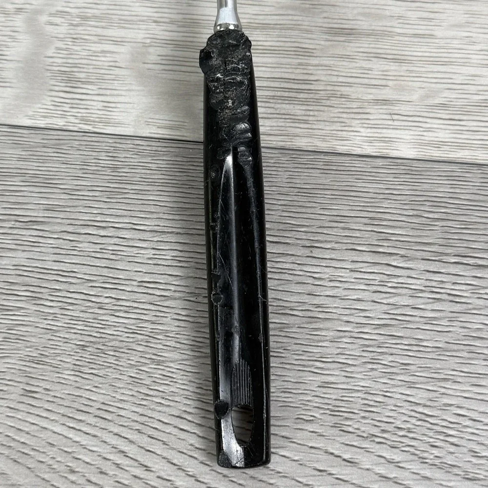 VTG EKCO Chromium Plated 10 inch Slotted Spatula Turner Black Handle USA Utensil